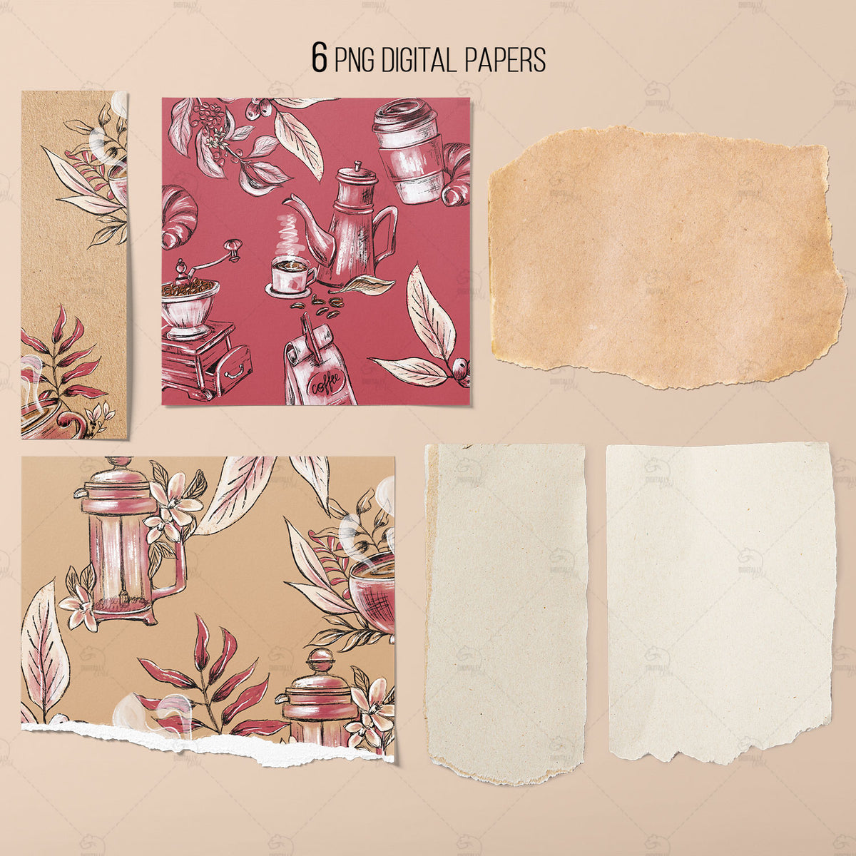 Customizable Digital Scrapbook - Journal - Includes textured papers