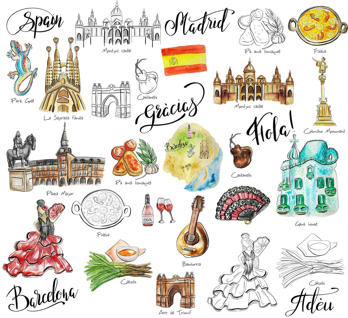 3D Spain Scrapbook Stickers
