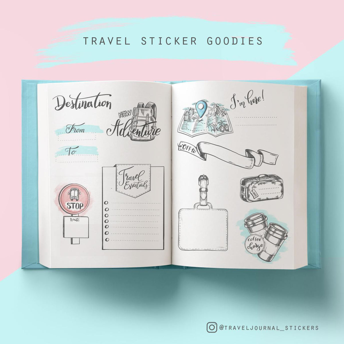 Adventure Sticker Sheet Bullet Journal Stickers, Planner Stickers