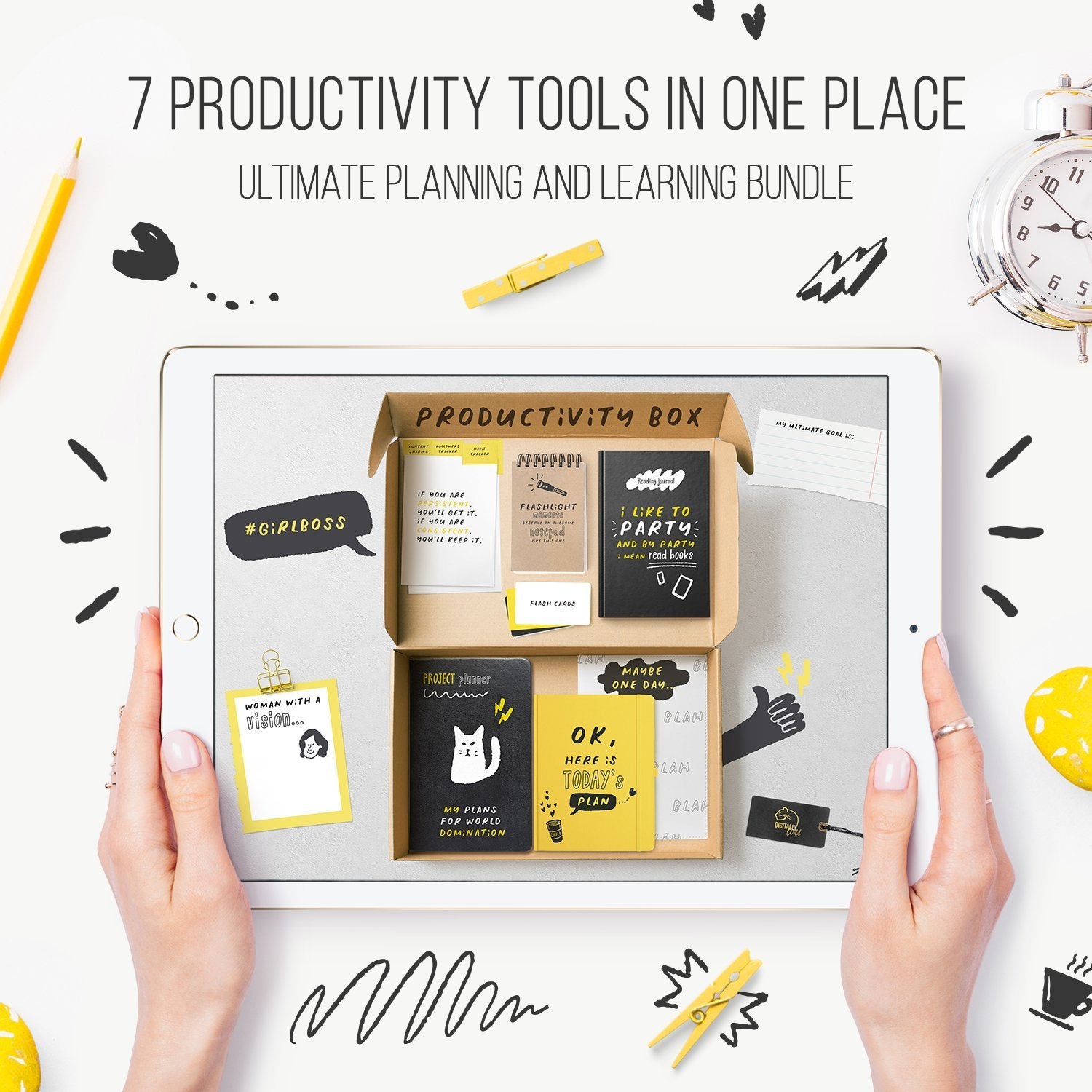 7 productivity tools - Digital planner - Undated Monthly Weekly