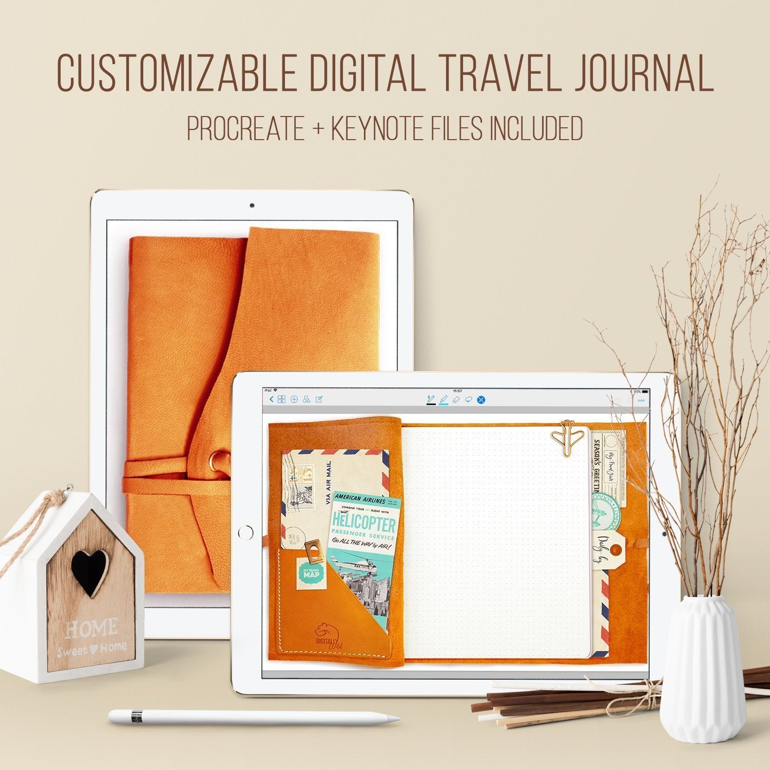 Customizable Digital Scrapbook - Journal - Includes textured papers