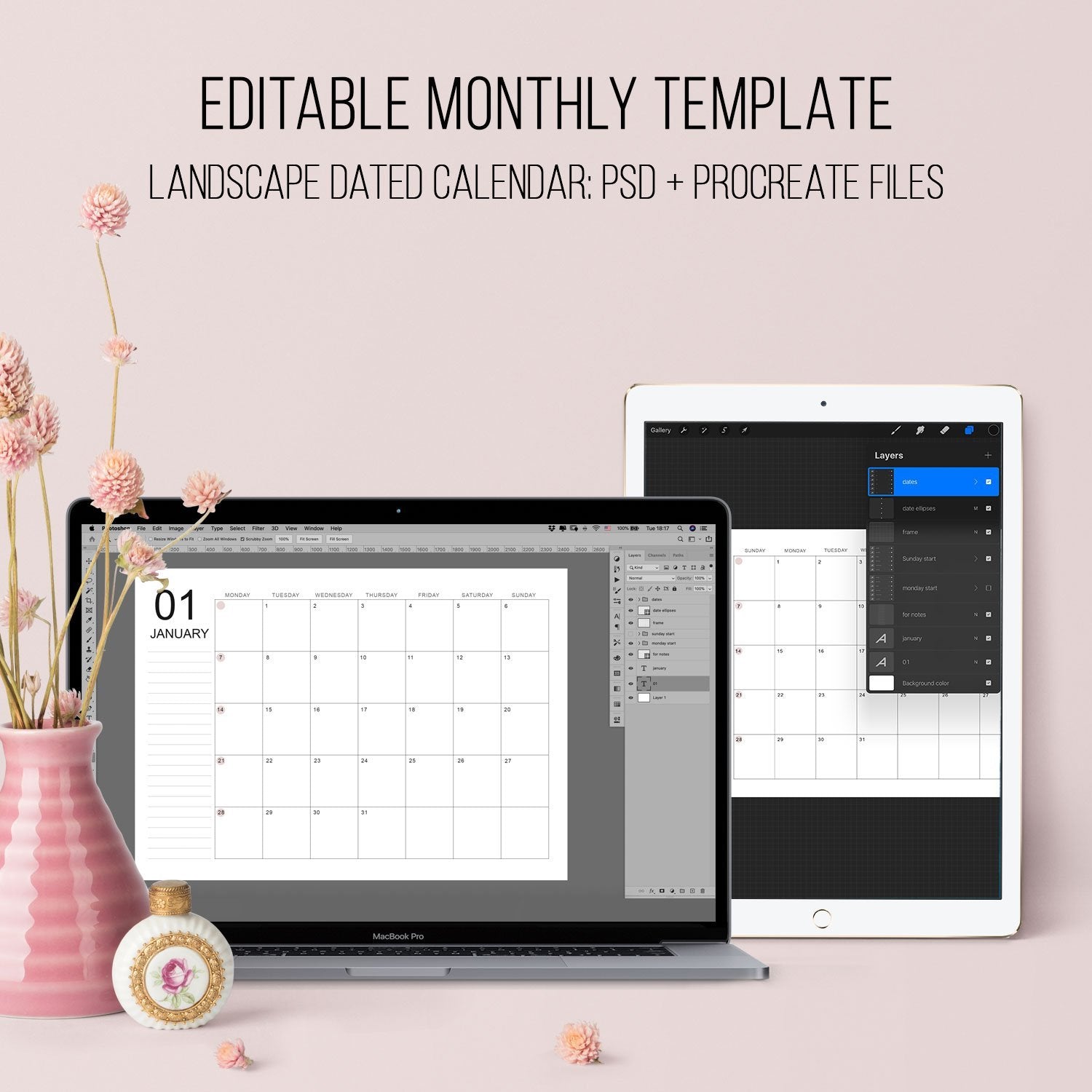 free procreate calendar template