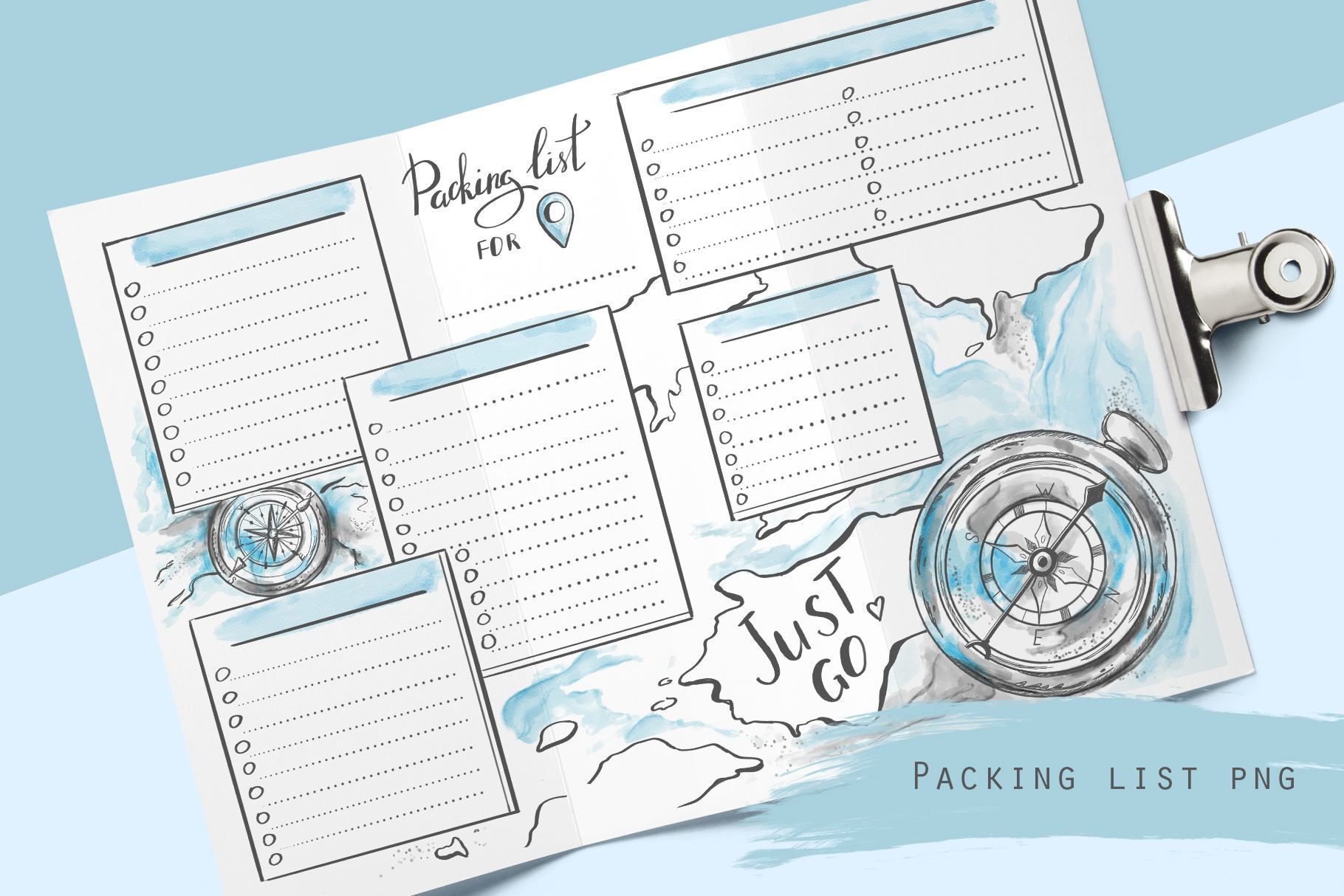 Printable Travel packing list - Holiday or vacation Check list - Insert  page - Packing planner - Travel checklist