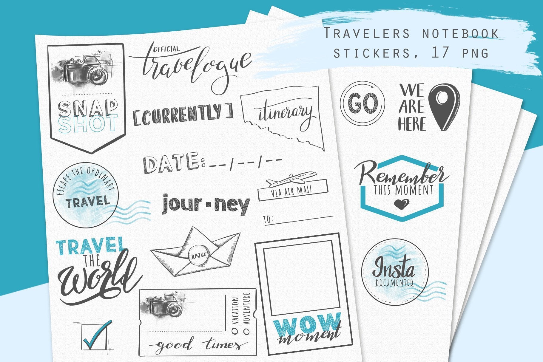 Tropical vacation - Travel journal stickers - Planner sticker